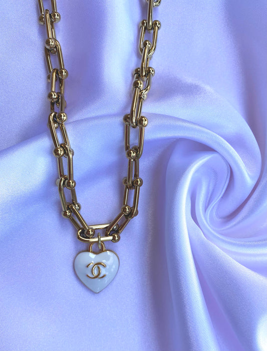 The Stirrup Chanel Necklace (white)